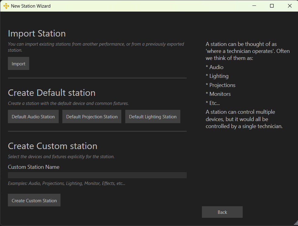 New Station Wizard