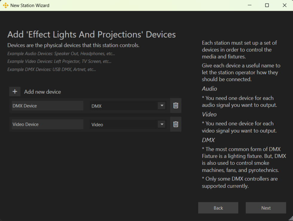 New Station Wizard: Add Devices